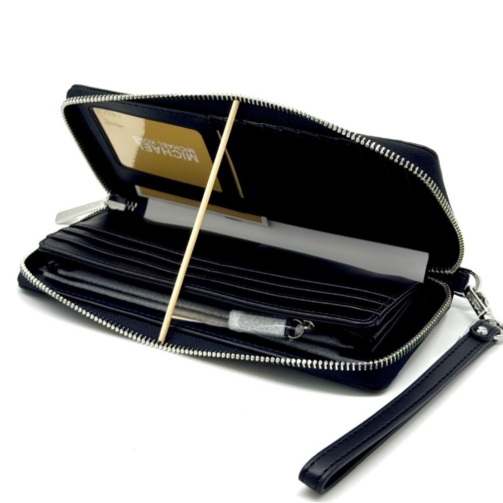 Michael Kors Large Jet Set Travel Signature Continental Wallet Wristlet Black - Picture 7 of 8